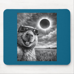 Capybara Selfie Funny Animal Solar Eclipse Graphic Mouse Mat