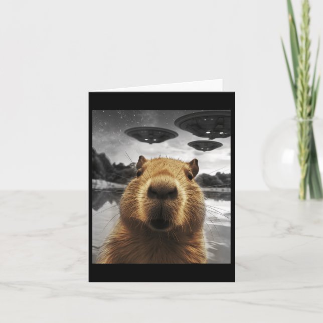 Capybara Selfie Funny Xmas Animal Graphic Capybara Card (Front)
