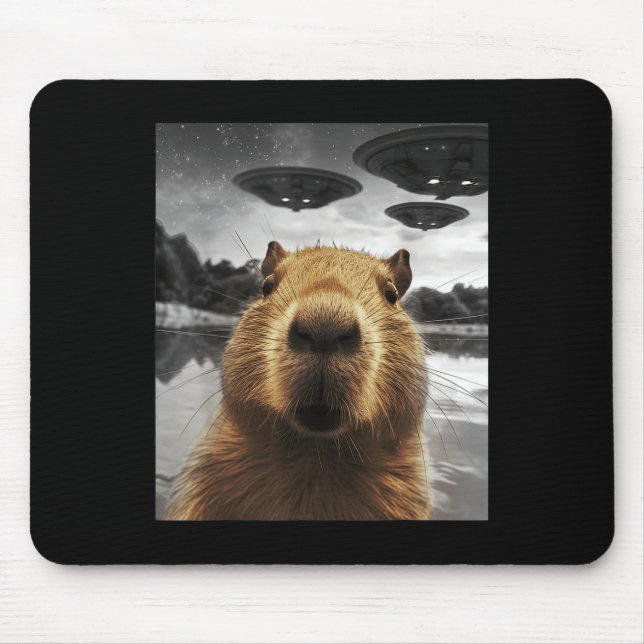 Capybara Selfie Funny Xmas Animal Graphic Capybara Mouse Mat (Front)