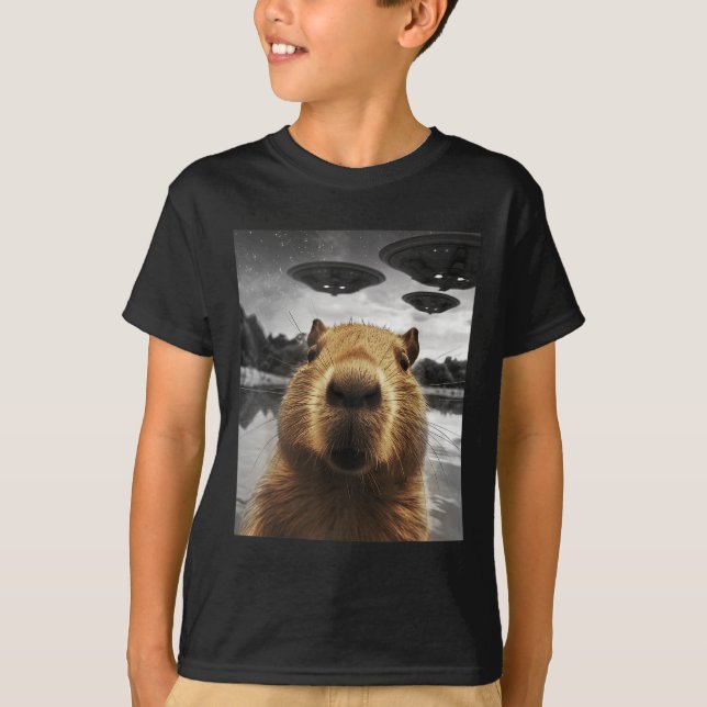 Capybara Selfie Funny Xmas Animal Graphic Capybara T-Shirt (Front)