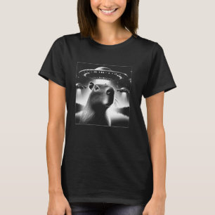 Capybara Selfie Invasion UFO Funny Capibara Motif  T-Shirt