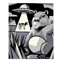 Capybara Selfie UFO Cow Abduction Cubist Art