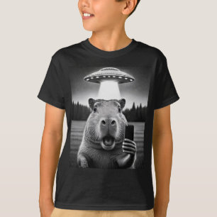 Capybara Selfie Ufo Invasion Funny Boy's T-shirt