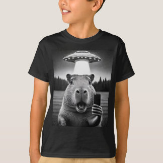 Capybara Selfie Ufo Invasion Funny Boy's T-shirt