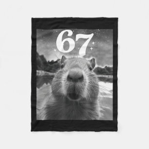 Capybara Selfie With 67 Meme Capy Graphic For Men  Fleece Blanket