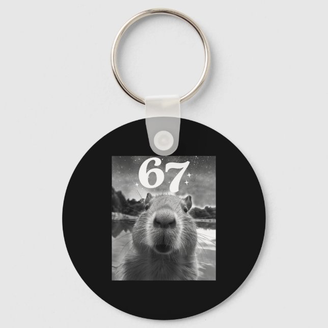 Capybara Selfie With 67 Meme Capy Graphic For Men  Key Ring (Front)