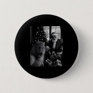Capybara Selfie With Santa Funny Capybara For Men 6 Cm Round Badge
