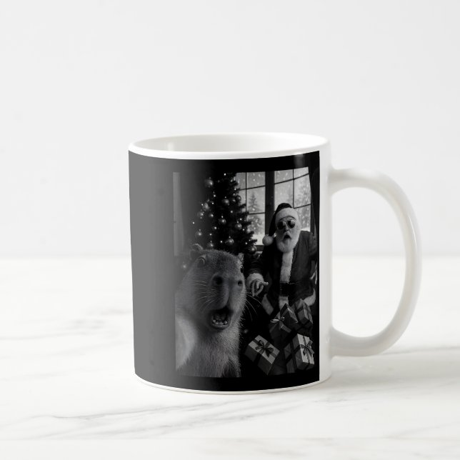 Capybara Selfie With Santa Funny Capybara For Men  Coffee Mug (Right)
