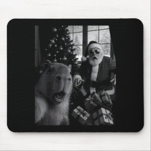Capybara Selfie With Santa Funny Capybara For Men Mouse Mat