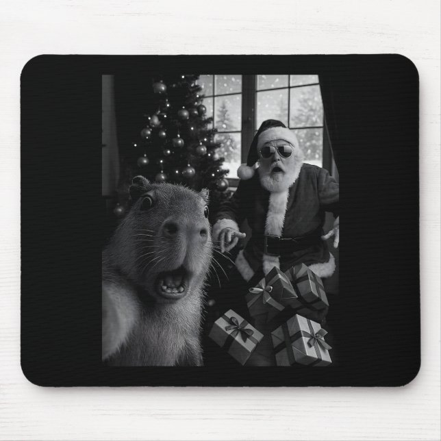 Capybara Selfie With Santa Funny Capybara For Men  Mouse Mat (Front)