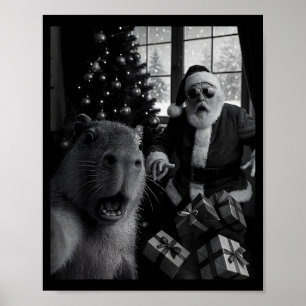 Capybara Selfie With Santa Funny Capybara For Men  Poster