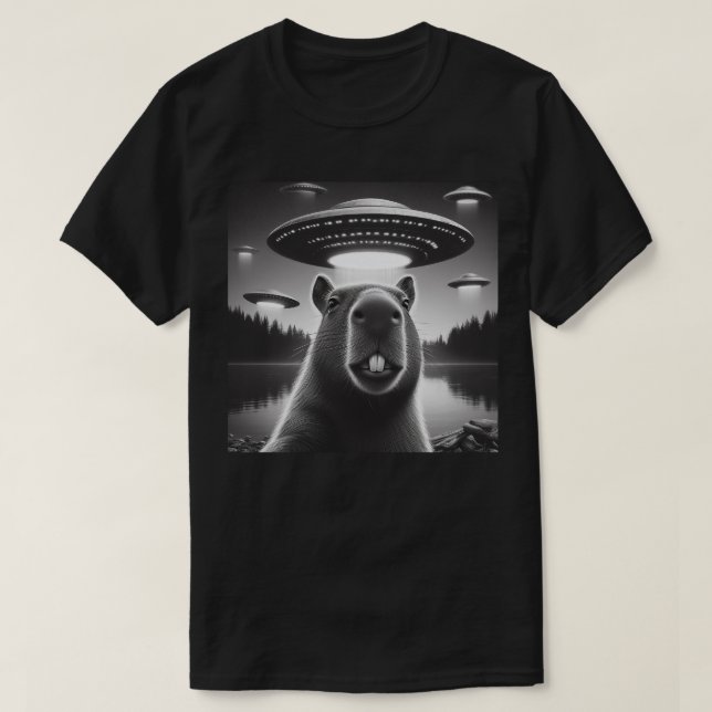 Capybara selfie with UFO T-Shirt (Design Front)