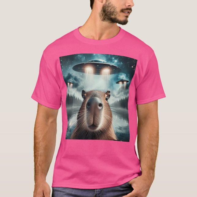 Capybara Selfie With Ufos T-Shirt (Front)