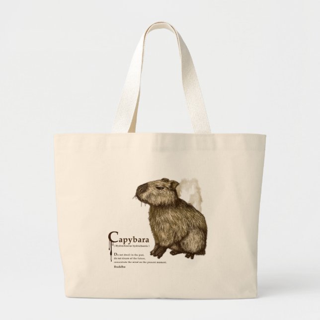 capybara - sepia large tote bag (Front)