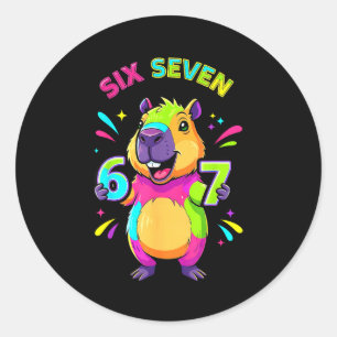Capybara Seven Six 67 Cartoon Lover Classic Round Sticker