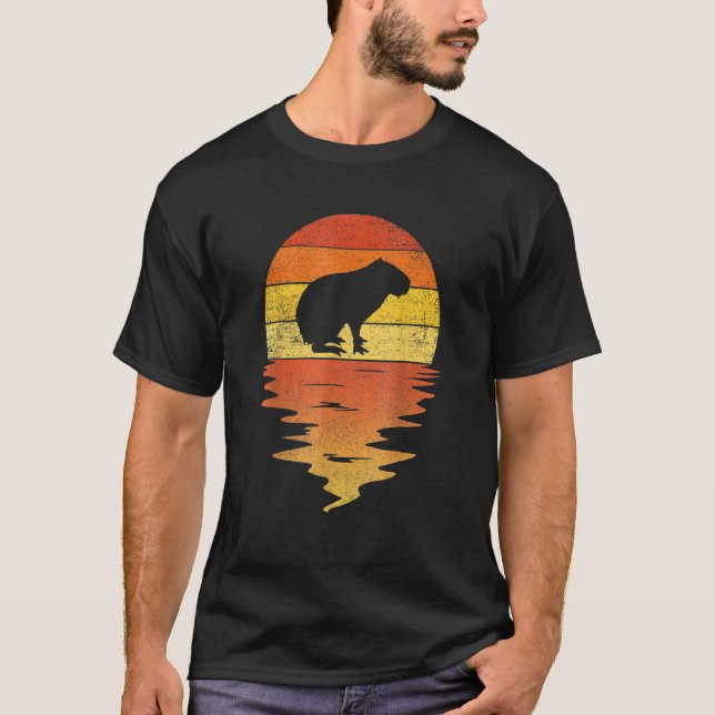 Capybara shirt 70s vintage retro sunset Capybara (Front)