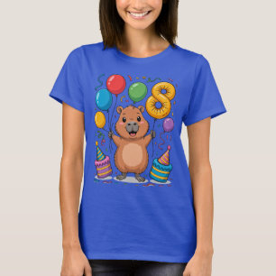Capybara Shirt for Girls 8 Birthday Celebration