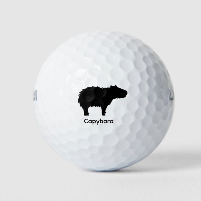 Capybara Silhouette - Black Animal Golf Balls (Front)