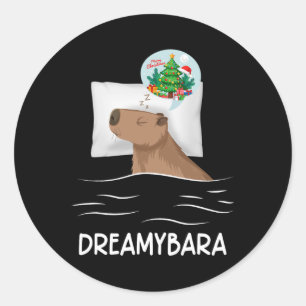 Capybara Sleep Night Xmas Rodent Christmas Dream C Classic Round Sticker