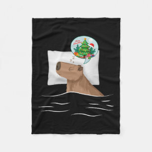 Capybara Sleep Night Xmas Rodent Christmas Dream C Fleece Blanket
