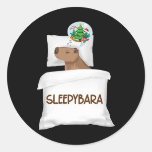 Capybara Sleep Night Xmas Rodent Christmas Dream S Classic Round Sticker