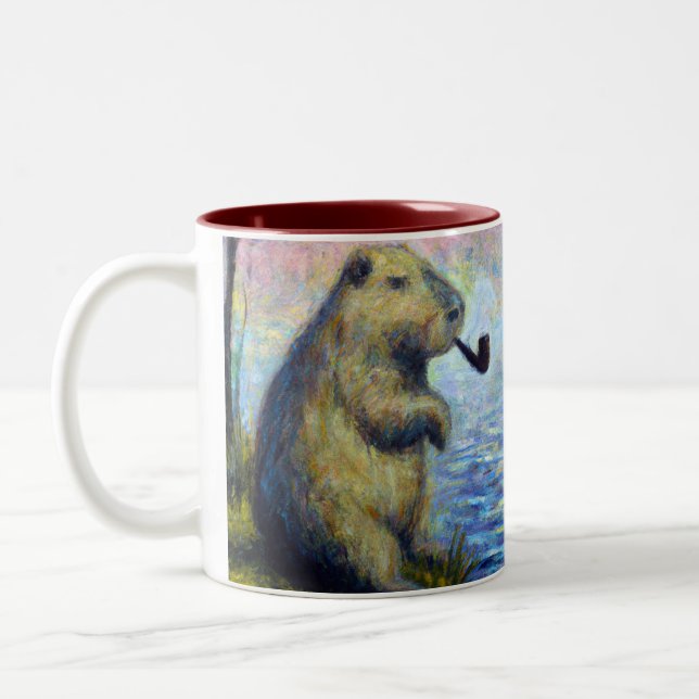 Capybara Smoking a Pipe Two-Tone Coffee Mug (Left)