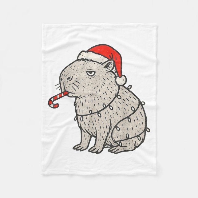 Capybara Smoking Christmas Ugly Cigarette Gen Z  Fleece Blanket (Front)