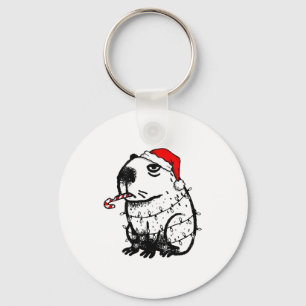 Capybara Smoking Christmas Ugly Cigarette Gen Z Key Ring
