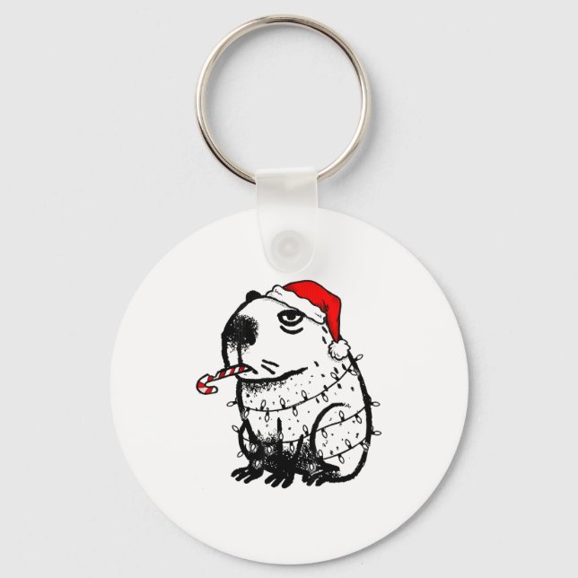 Capybara Smoking Christmas Ugly Cigarette Gen Z  Key Ring (Front)