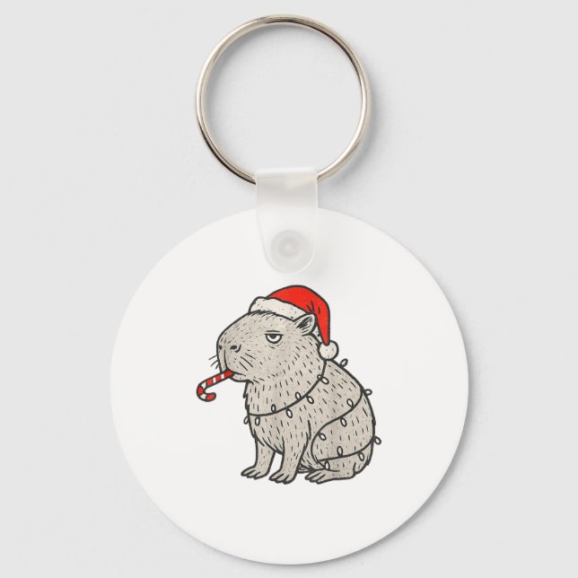 Capybara Smoking Christmas Ugly Cigarette Gen Z  Key Ring (Front)