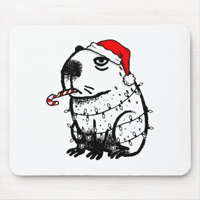 Capybara Smoking Christmas Ugly Cigarette Gen Z  Mouse Mat (Front)