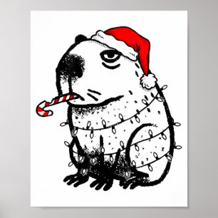 Capybara Smoking Christmas Ugly Cigarette Gen Z  Poster