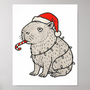 Capybara Smoking Christmas Ugly Cigarette Gen Z Poster