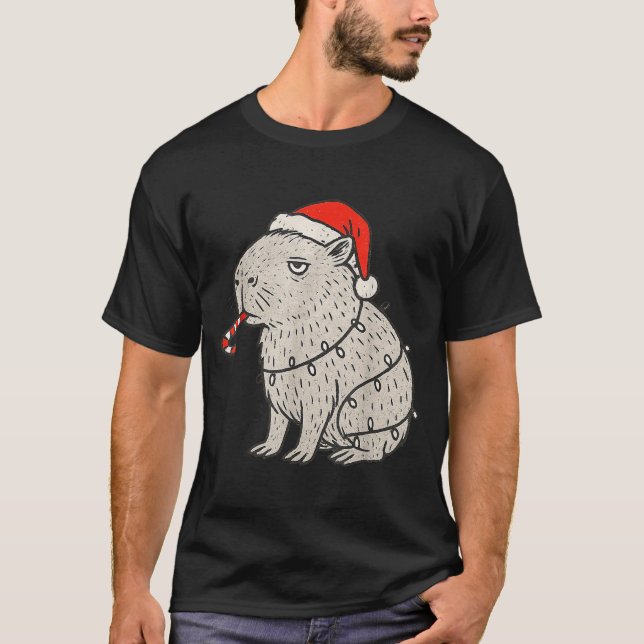 Capybara Smoking Christmas Ugly Cigarette Gen Z  T-Shirt (Front)