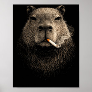 Capybara smoking meme funny retro vintage aestheti poster