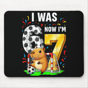 Capybara Soccer Birthday I Was 6 Now Im 7 Funny An Mouse Mat