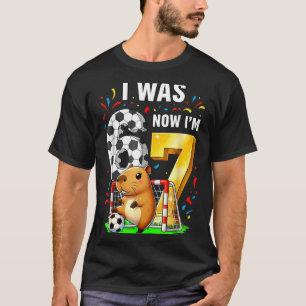 Capybara Soccer Birthday I Was 6 Now Im 7 Funny An T-Shirt