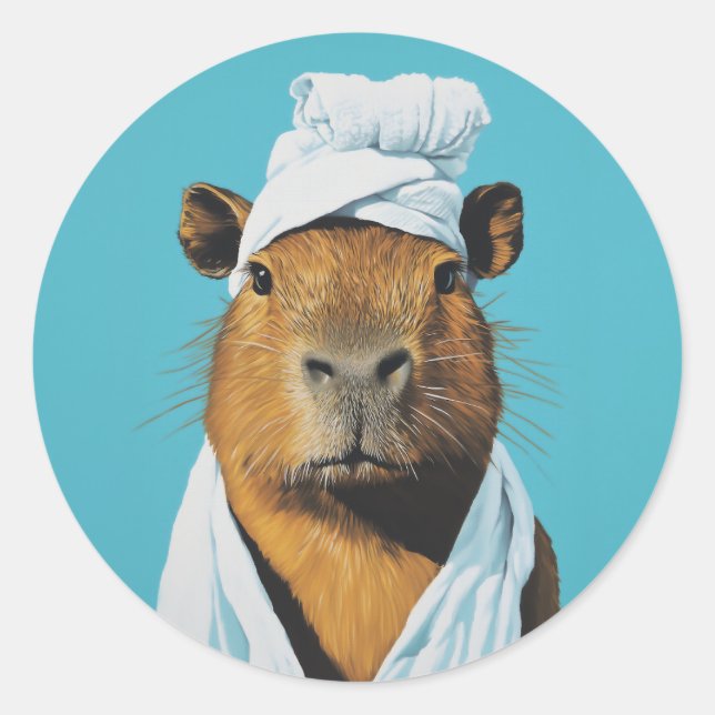 Capybara Spa Day Classic Round Sticker (Front)
