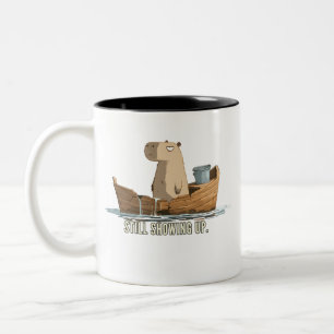 Capybara Still Showing Up Two-Tone Coffee Mug