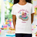 Capybara Summer Pool Party Birthday Girl T-Shirt<br><div class="desc">Dress your birthday girl in adorable style with our Capybara Summer Pool Party Birthday Girl T-Shirt! Featuring playful capybaras soaking up the sun,  this shirt can be personalised with your child's name. Celebrate in cute capybara fashion and make her special day extra memorable!</div>