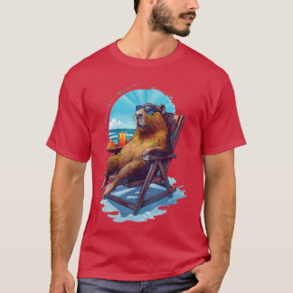 Capybara Summer Vacation Beach Ocean Sea Capybara T-Shirt