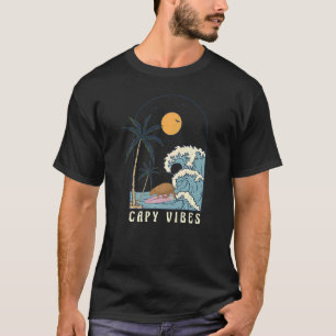 Capybara Surfing at Beach Sunset Summer Surf Capy  T-Shirt