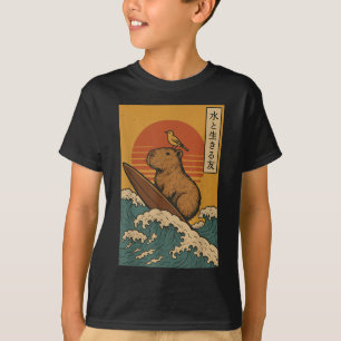 Capybara Surfing Japanese  T-Shirt