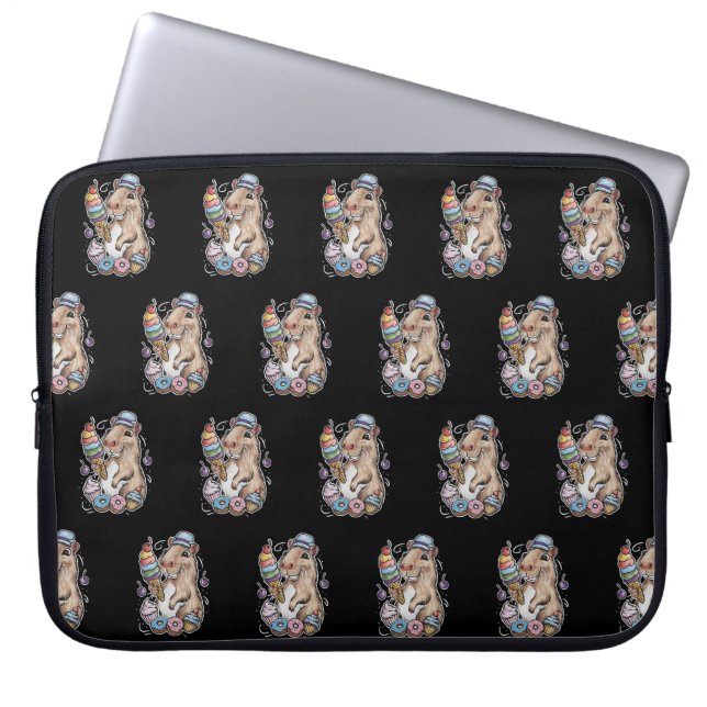 capybara sweets doughnuts cupcakes candies laptop sleeve (Front)