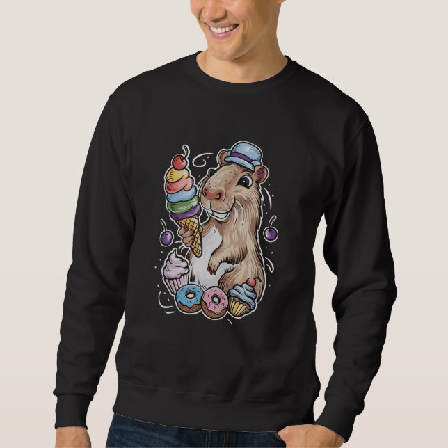 capybara sweets doughnuts cupcakes candies sweatshirt (Front)