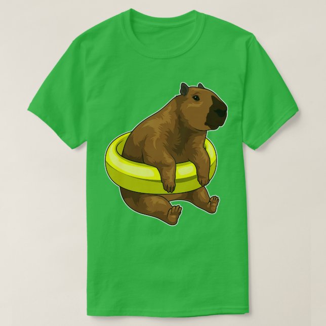 Capybara Swimming Lifebuoy T-Shirt (Design Front)