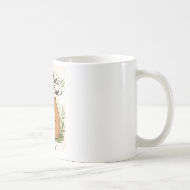 Capybara Tea Time | Cute Capybara Drinking Tea Fun Coffee Mug (Right)