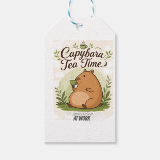 Capybara Tea Time | Cute Capybara Drinking Tea Fun Gift Tags