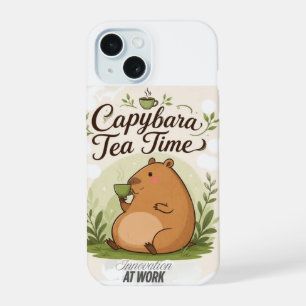 Capybara Tea Time   Cute Capybara Drinking Tea Fun iPhone 15 Case