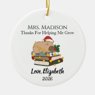 Capybara Teacher Ornament 2026, Cute Animal